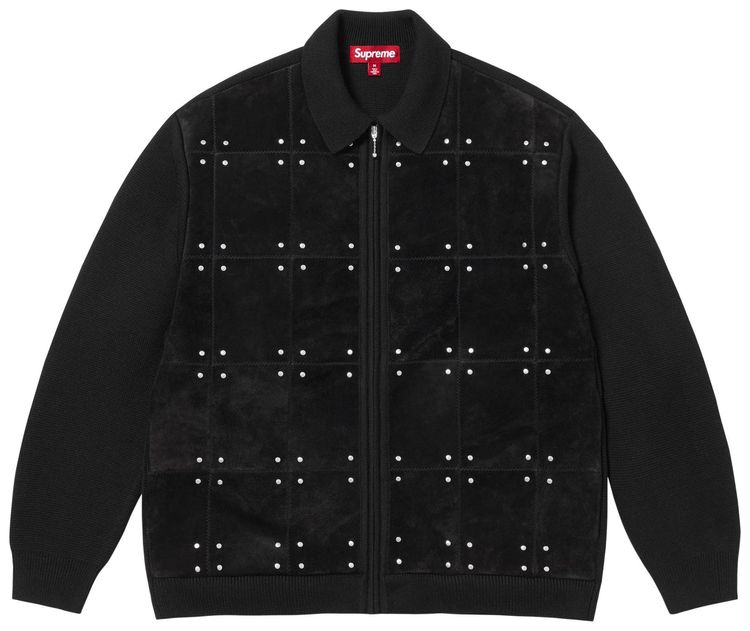 

Кардиган Supreme из замши с заклепками и застежкой на молнию, черный