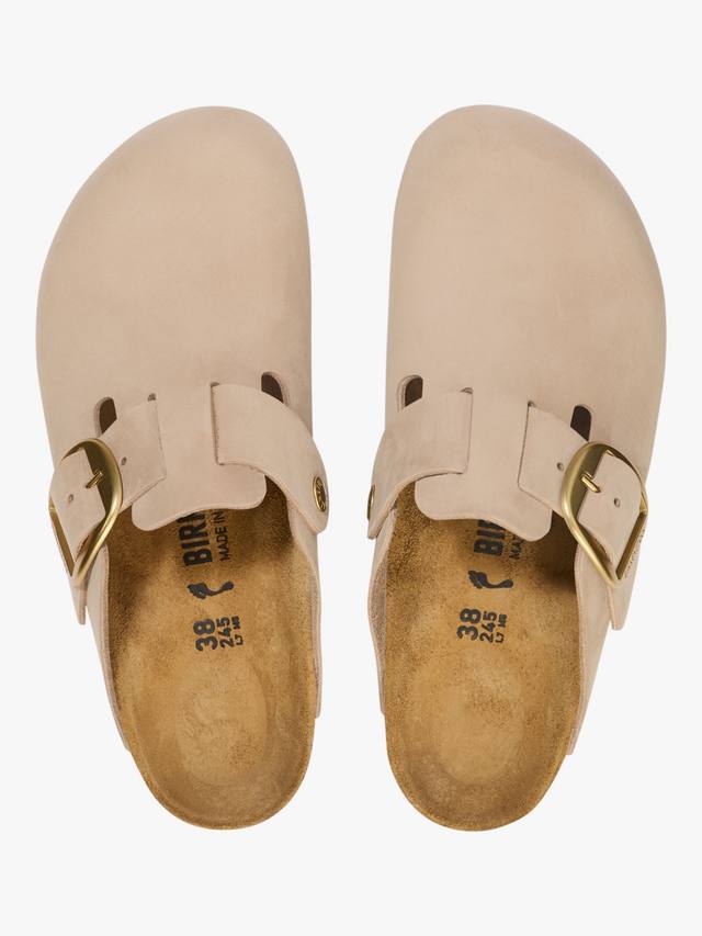 Бостонские клоги из нубука Narrow Fit с большой пряжкой Birkenstock, Sandcastle — фото 2
