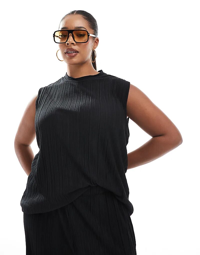 

Комбинезон без рукавов Vero Moda Curve с плиссе, черный