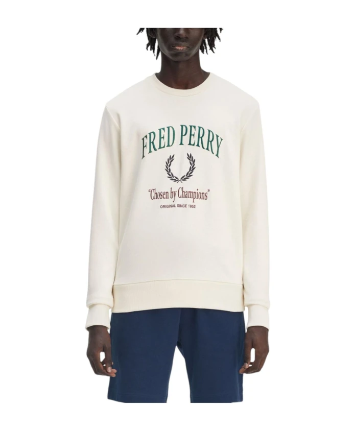 

Элегантный пуловер с лавровой вышивкой Fred Perry, белый