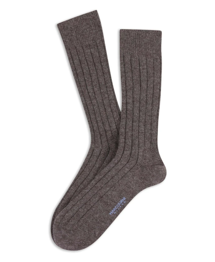 

Mar2502T ребристые носки до середины икры из кашемира Marcoliani, коричневый