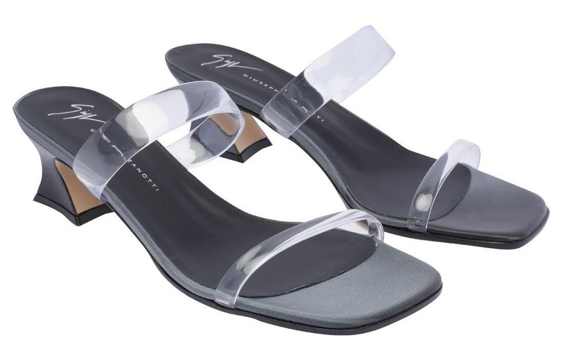 Женские мюли с открытым носком Aude Plexi 45мм Giuseppe Zanotti черные — фото 3
