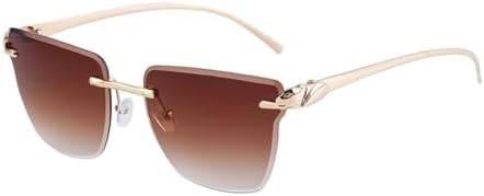 

Солнцезащитные очки без оправы квадратной формы для женщин, модные металлические солнцезащитные очки для мужчин, солнцезащитные очки без оправы для женщин MTZJH, C2 Gold Brown