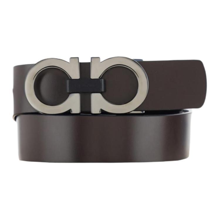 

Ремень мужской из гладкой кожи с пряжкой FERRAGAMO Logo Buckle, коричневый, 3.5 см