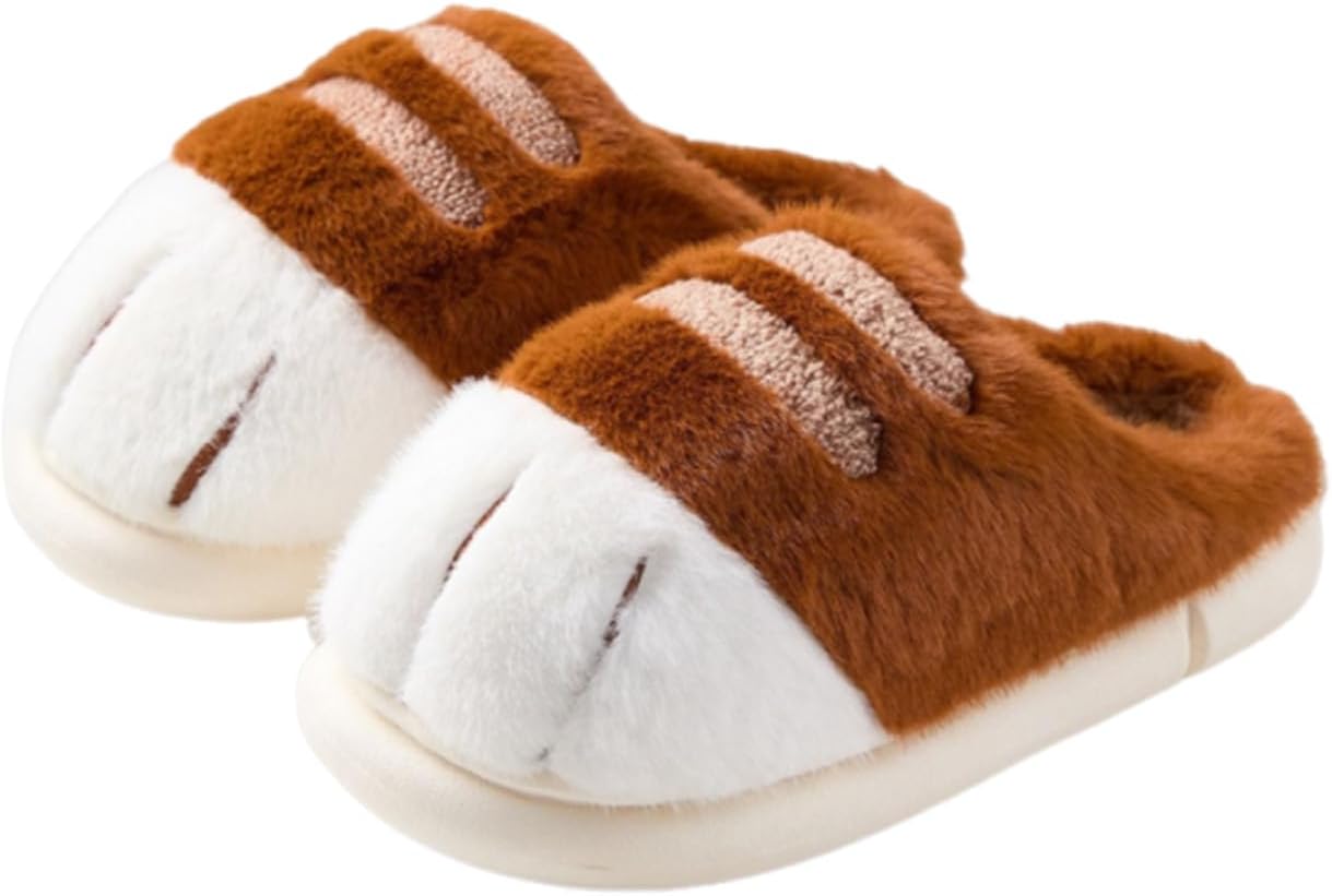 

Тапочки с лапками кошки Eyebrune, домашняя обувь, уютные тапочки для женщин и мужчин с мемори-пеной, милые пушистые зимние тапочки с мемори-пеной для дома и улицы, Coffee