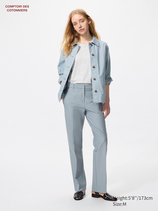

Узкие прямые брюки из твилового джерси Uniqlo, синий