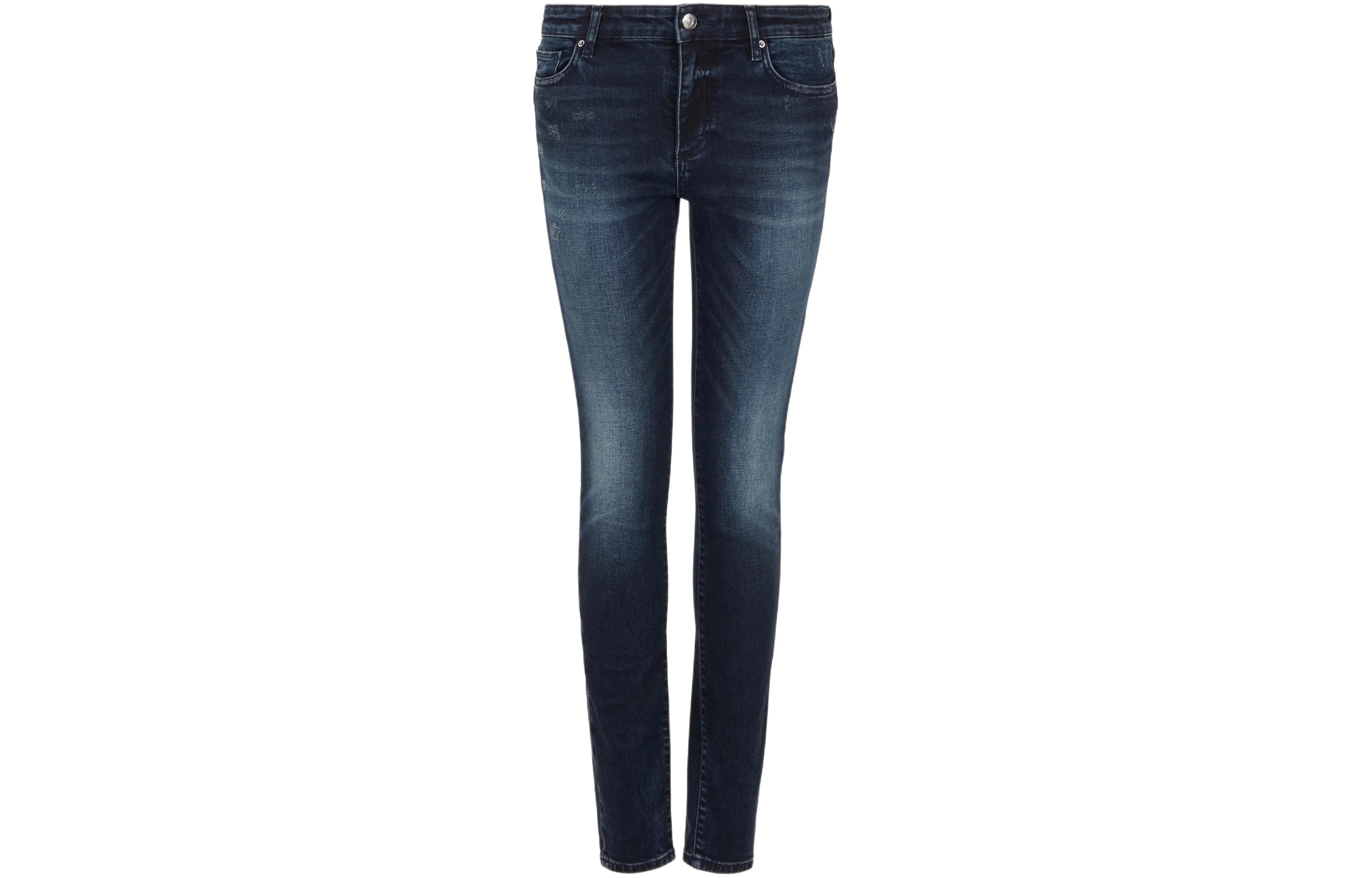 

Джинсы Skinny с аппликацией логотипа и эффектом потертостей ARMANI EXCHANGE, темно-синий