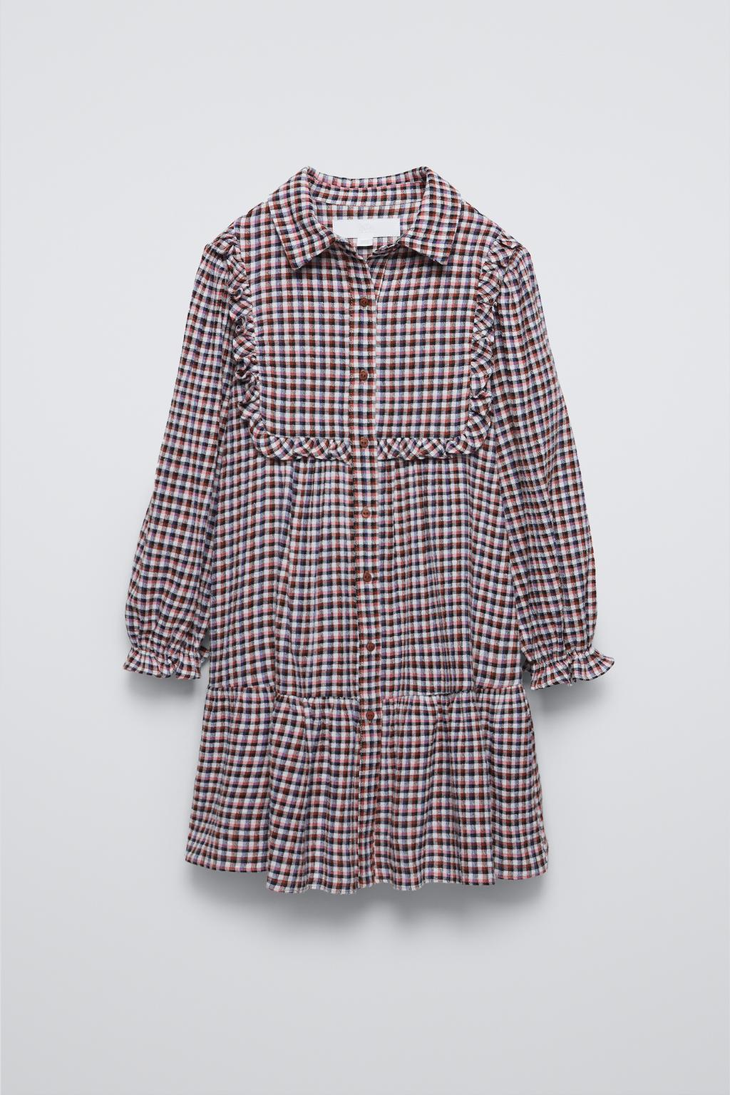 

Платье в клетку ZARA, цвет Caramel