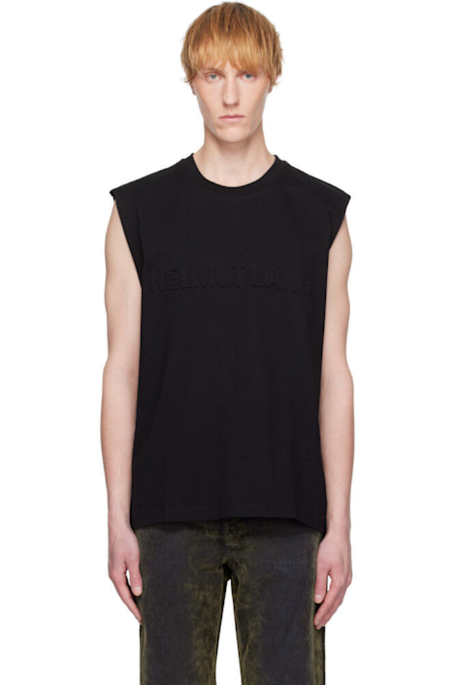 

Черная майка с тисненым логотипом Helmut Lang