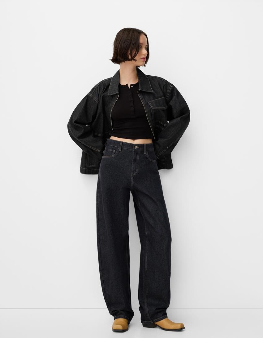 

Джинсы balloon fit Bershka, черный
