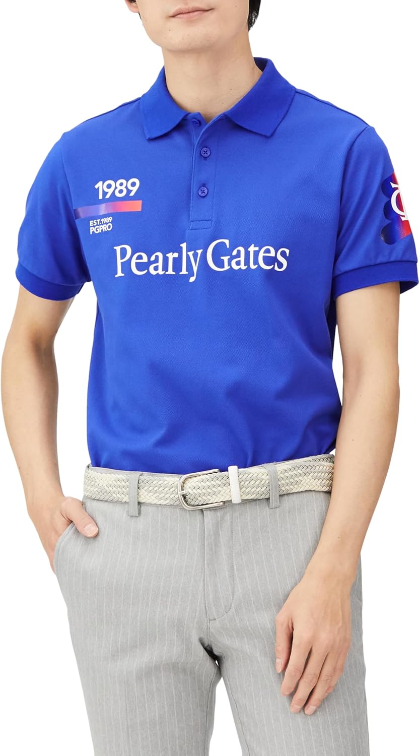 

Мужская поло-рубашка PEARLY GATES с коротким рукавом (влагоотводящая, быстросохнущая, пике) / для гольфа / 053-4160301, синий