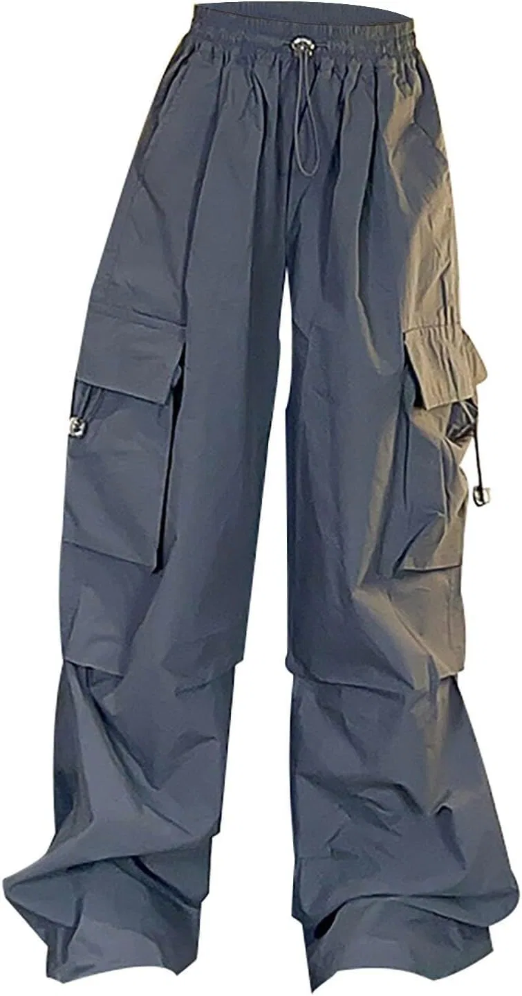 Брюки детские карго на широкую ногу, Elastic High Waist, Girls, Grey
