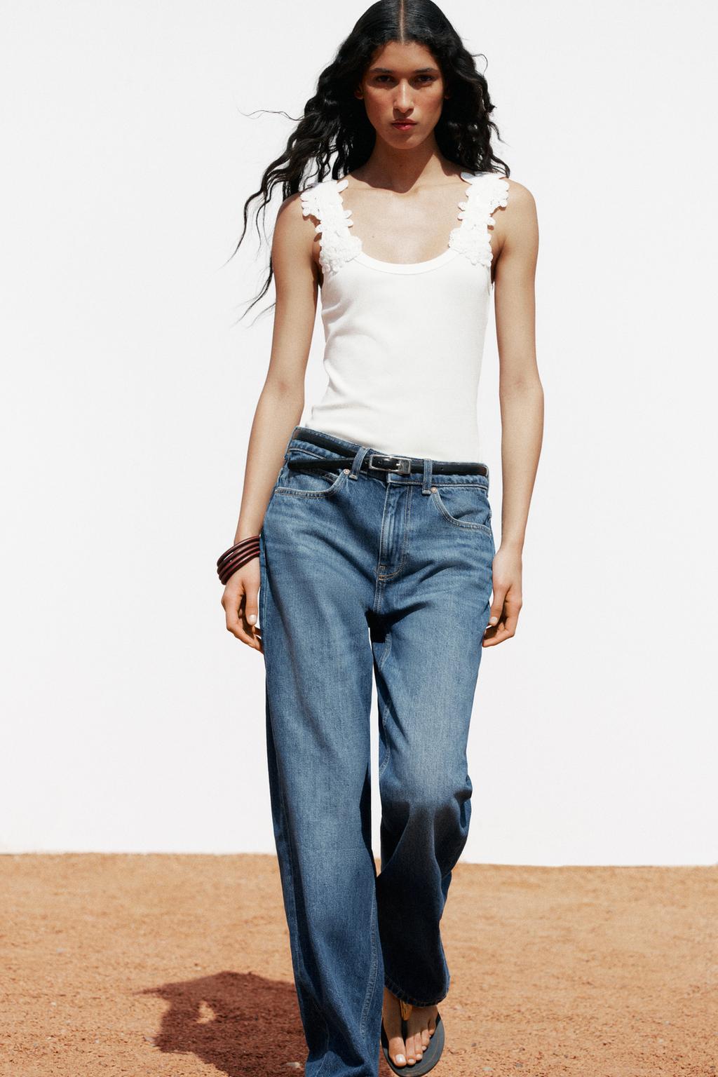 

Топ с ремешком для вязания крючком ZARA, белый