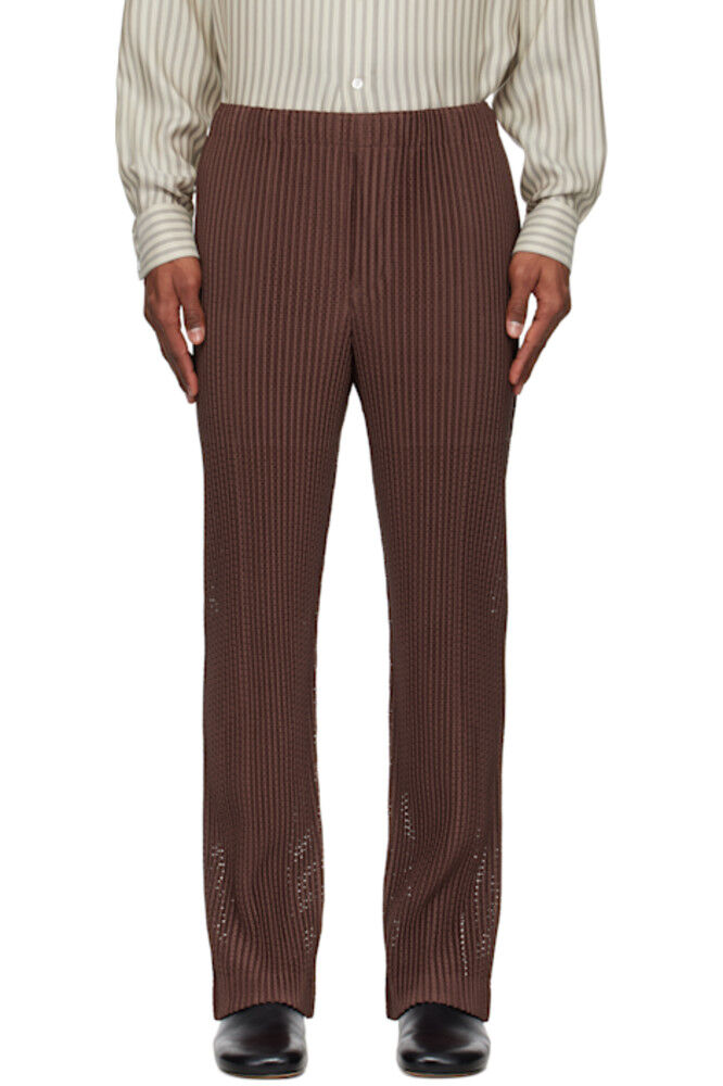 

Коричневые брюки из наружной сетки HOMME PLISSÉ ISSEY MIYAKE
