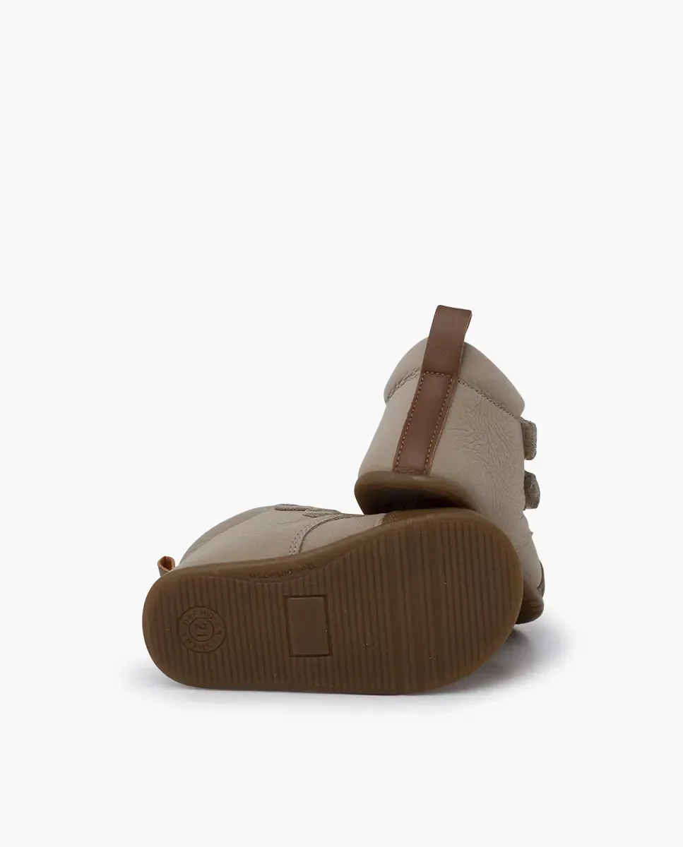 Ботинки для малыша мальчика barefoot из кожи с усиленным носком Pisamonas, бежевый/коричневый — фото 3