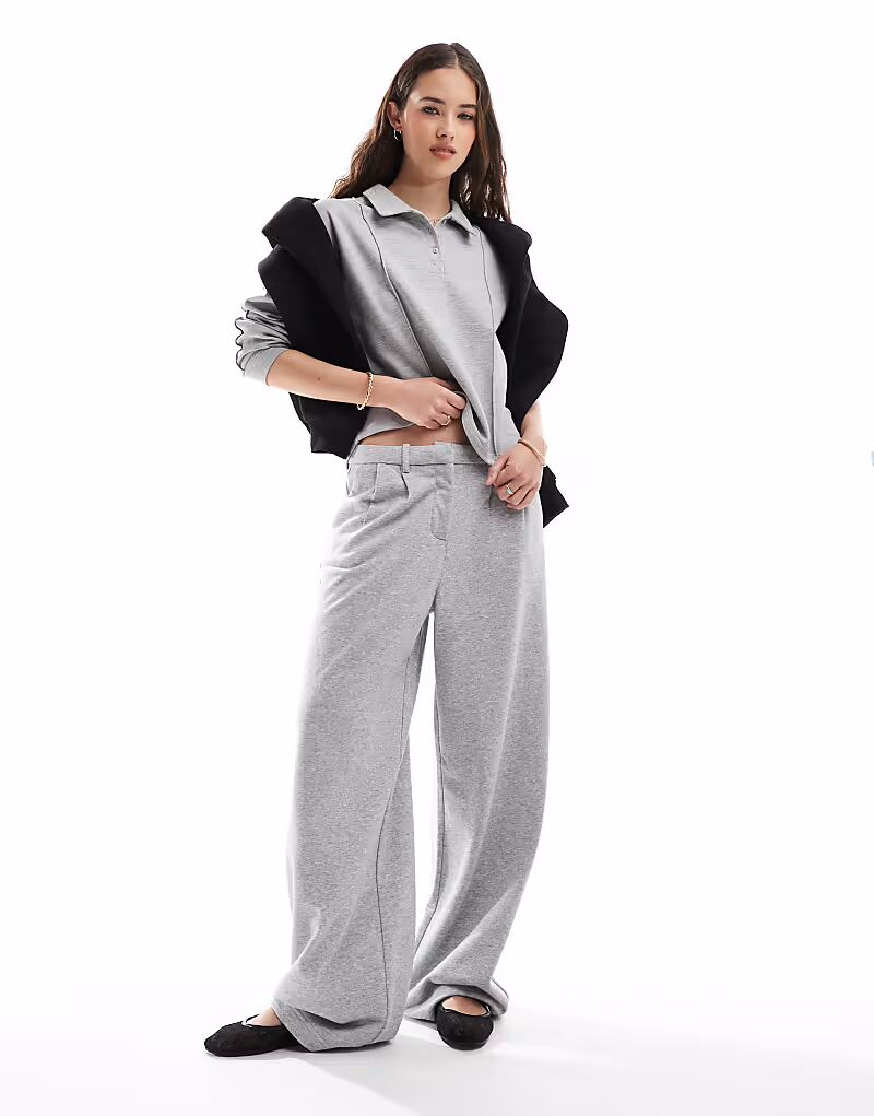 

Широкие брюки из джерси Vero Moda светло-серого меланжевого цвета