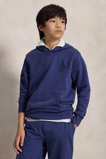 Кофта с капюшоном хлопок Big Pony Polo Ralph Lauren, синий