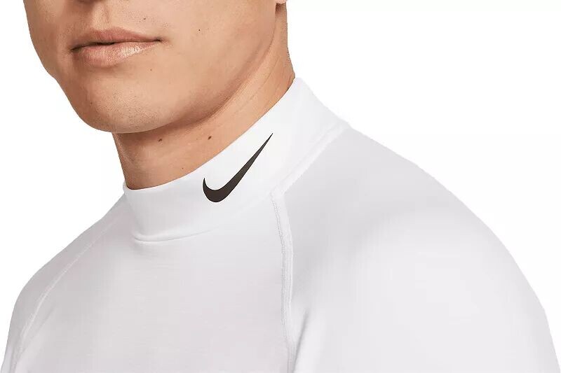Мужская рубашка с теплым воротником и длинными рукавами Nike Pro Dri-FIT, белый — фото 3