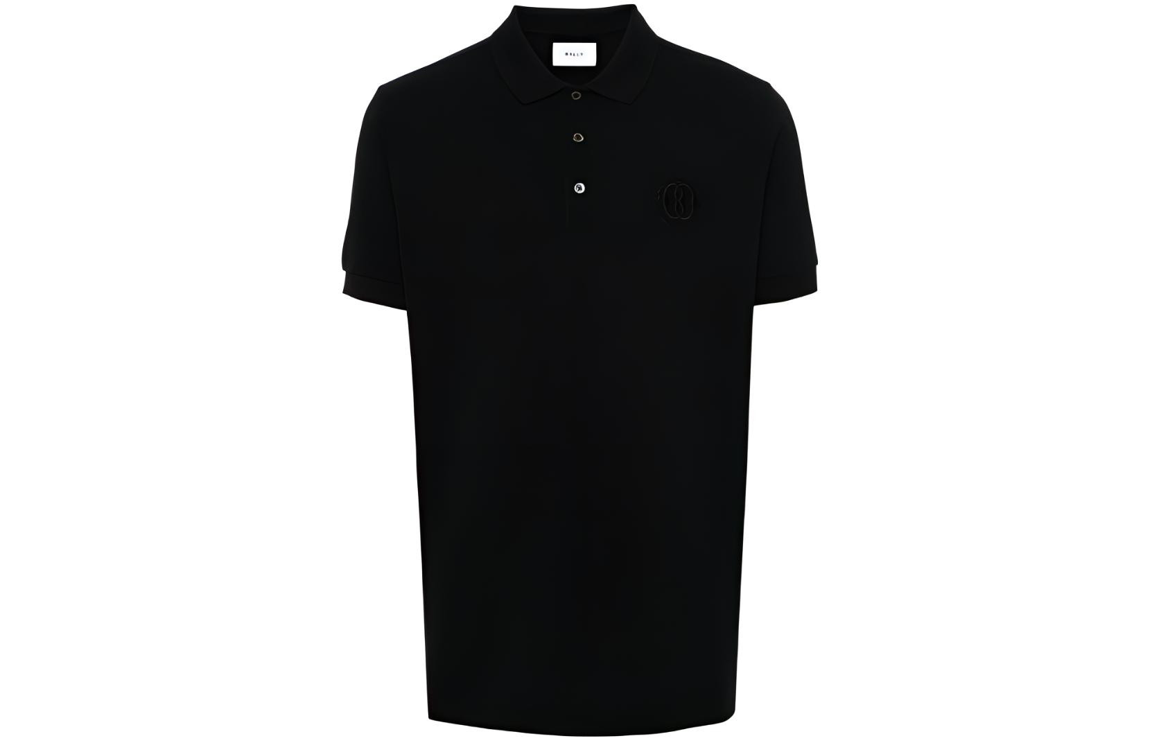 

Футболка поло с прямым подолом и вышитым логотипом BALLY, черная