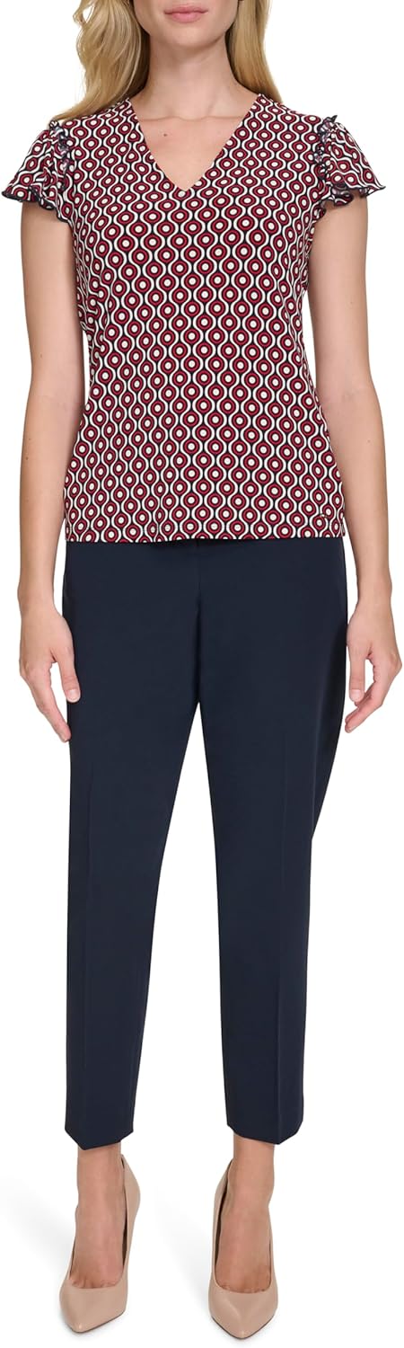 

Женская блузка Tommy Hilfiger с V-образным вырезом и рукавами-крылышками, Deep Midnight Multi