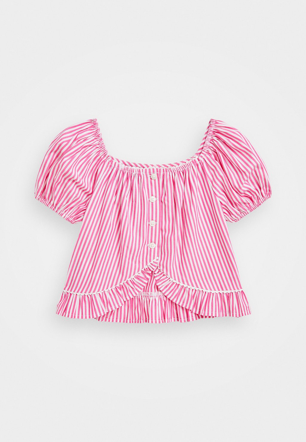 

Блуза STRIPED RUFFLED COTTON TOP Polo Ralph Lauren, фуксия