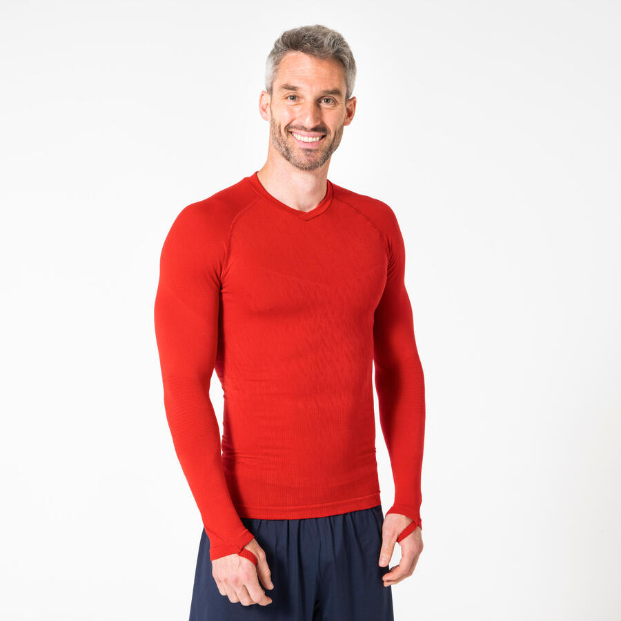 

KIPSTA Женская/мужская бесшовная функциональная рубашка с длинными рукавами - Keepdry красная