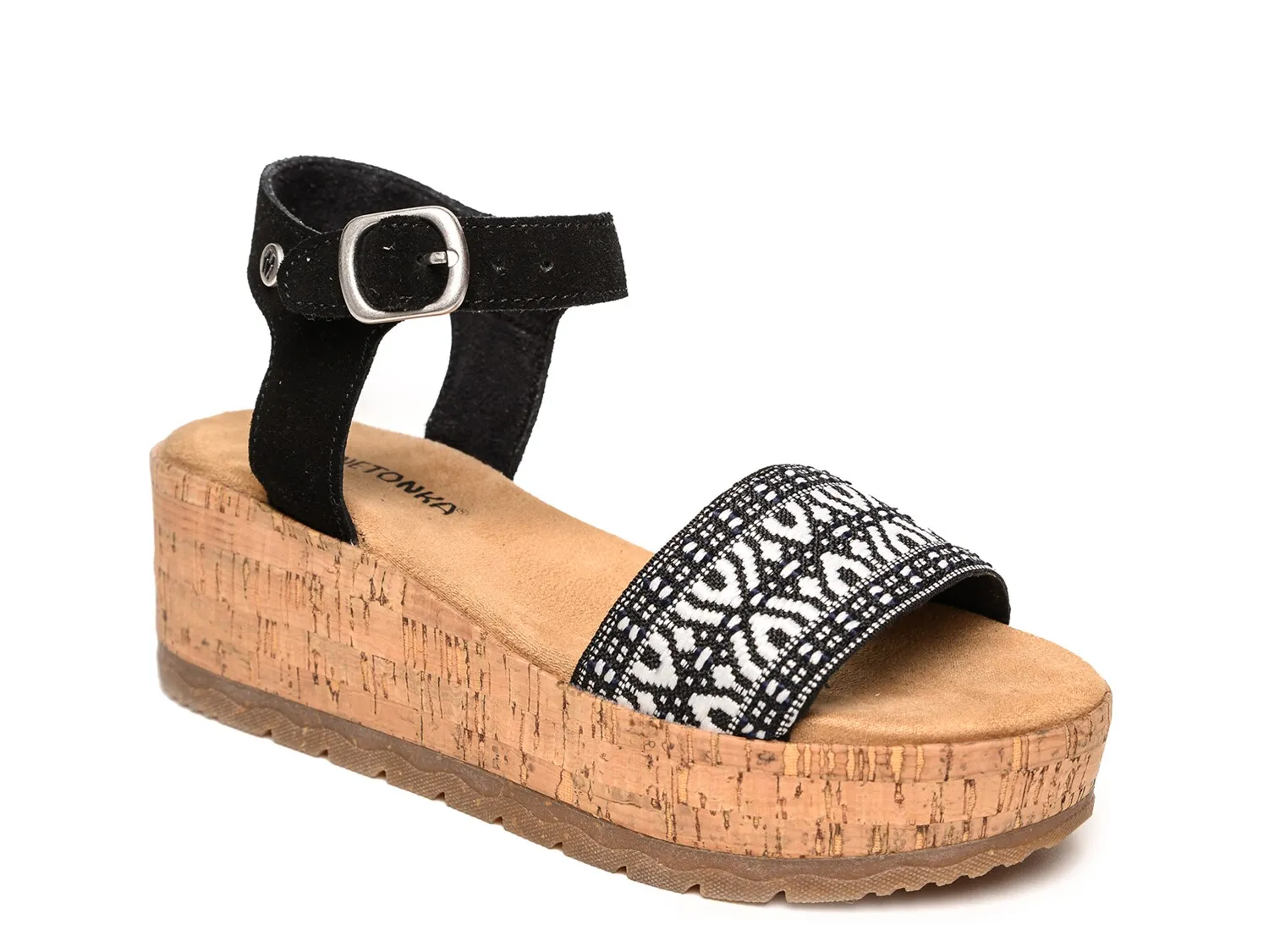 

Сандалии Patrice Wedge Sandal Minnetonka, белый/черный
