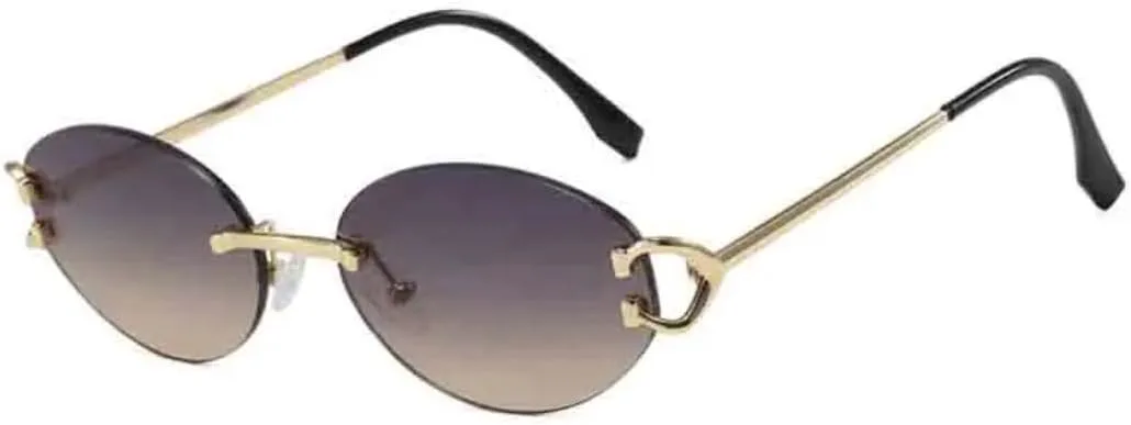 

Солнцезащитные очки с защитой UV400 | Овальная безободковая оправа | для женщин и мужчин, для занятий спортом на открытом воздухе и вождения DSVIGF, Gold Gray Tea