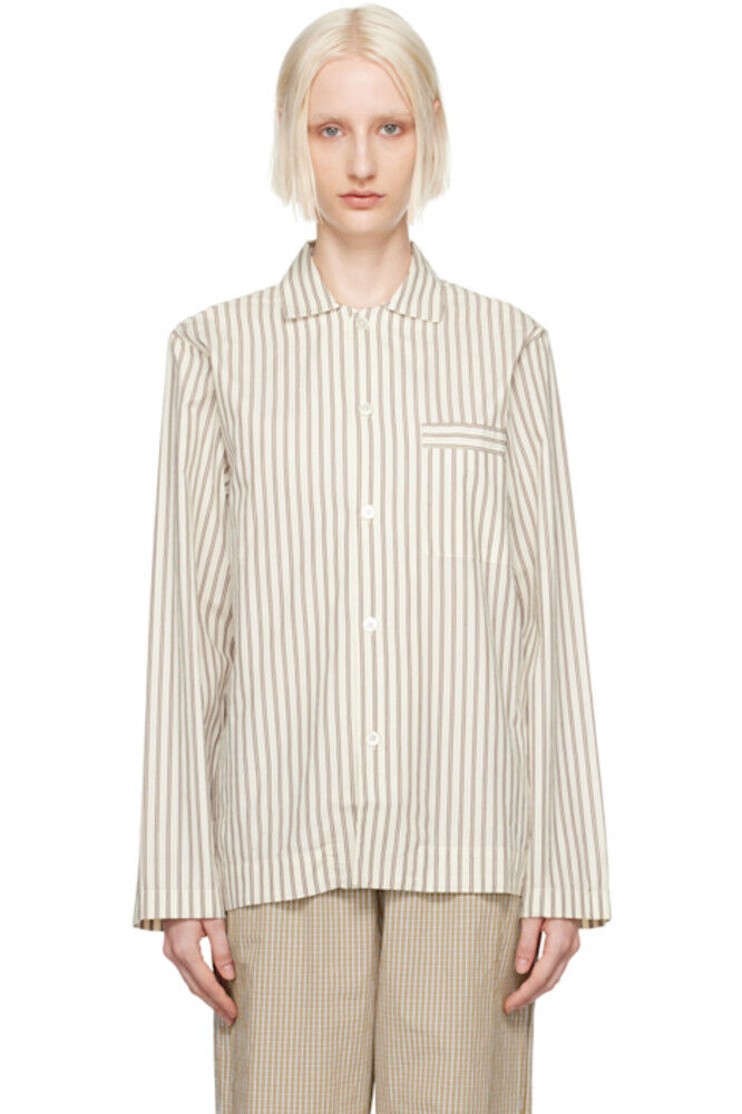 

Пижамная рубашка с длинными рукавами цвета Off-White & Brown Tekla