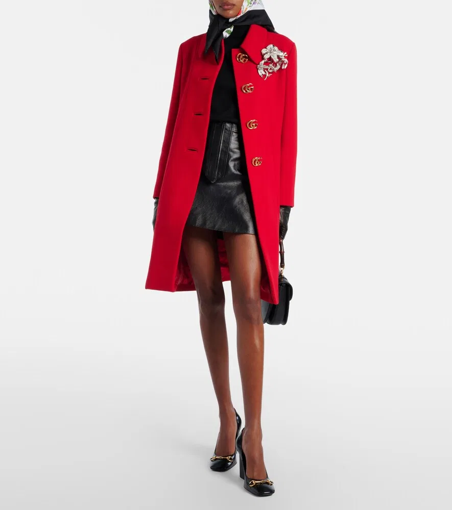 Мини-юбка Gucci Кожаная, на молнии, черный — фото 2