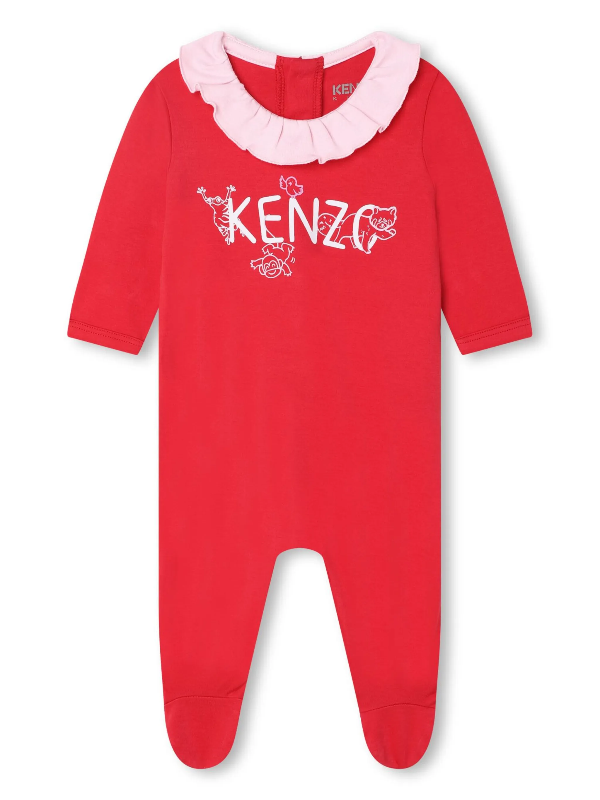 

Комбинезон с оборками и логотипом Kenzo Kids, красный