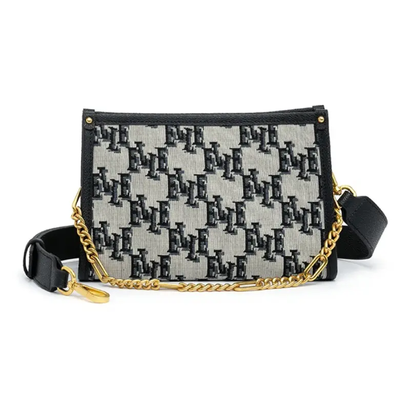 

ELLE Винтажная мини-сумка через плечо из ткани с несколькими отделениями, маленькая квадратная сумка, женская кроссбоди Black/Brown