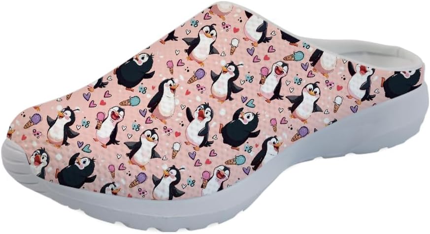 

Forchrinse Hawaiian Palm Tree Watercolor Sky Beach Женские слипоны-мюли Мужские прогулочные кроссовки Садовые сабо Домашние туфли Легкие, Penguin