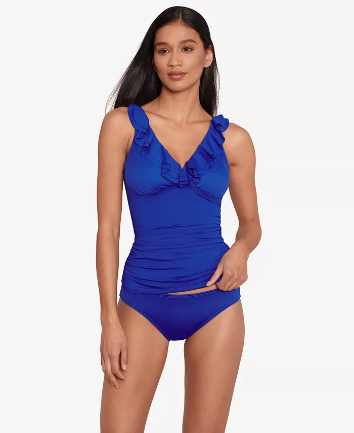 

Топ-танкини Beach Club Solid Ruffle с рюшами Lauren Ralph Lauren, синий