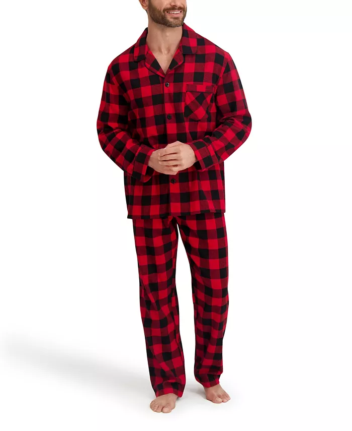 

Мужской комплект пижамы из фланели с пуговицами Hanes, мультиколор