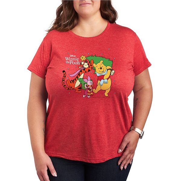 

Футболка с принтом "Винни Пух и рождественская елка" Plus size Disney, Heather Red