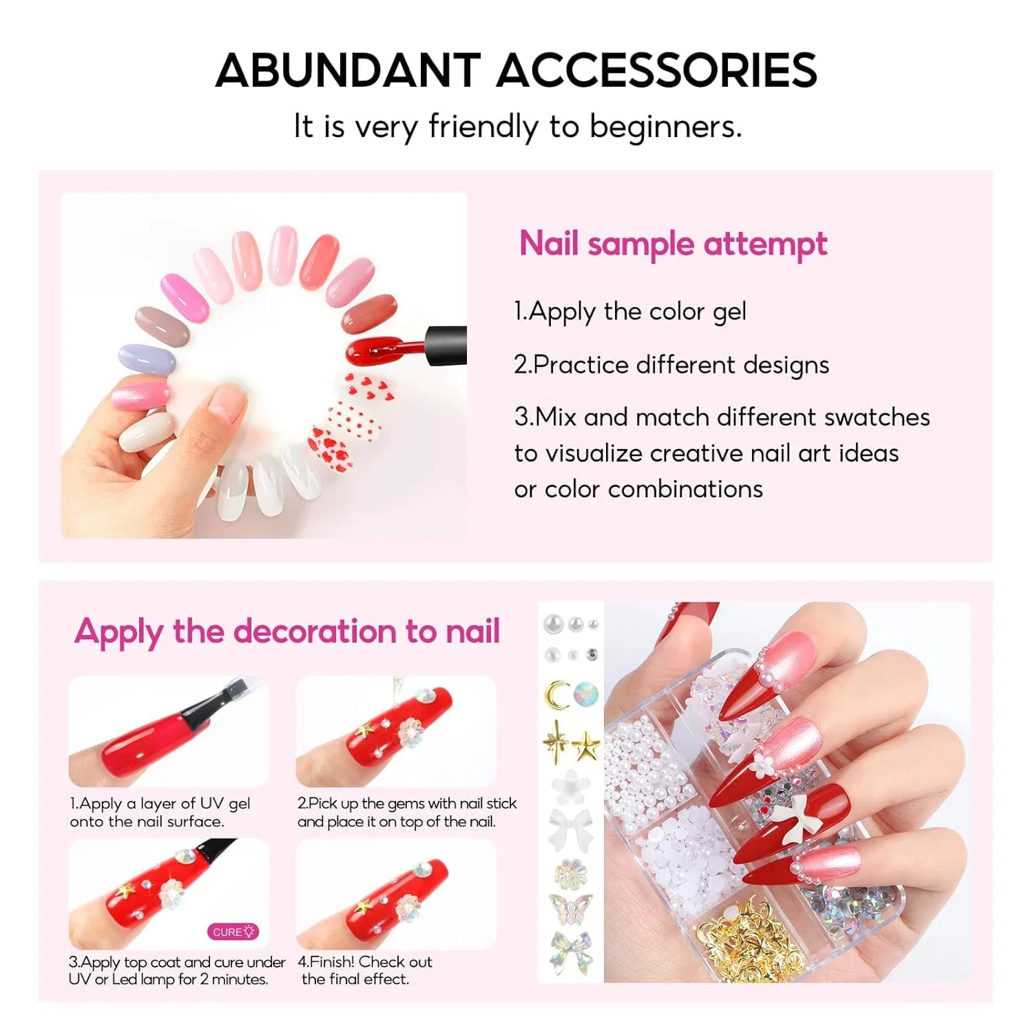 Набор для гель-лака PEACECOLOR 65 предметов с лампой, 35 цветов Peacecolor, All-Season Field Nail Kit — фото 4