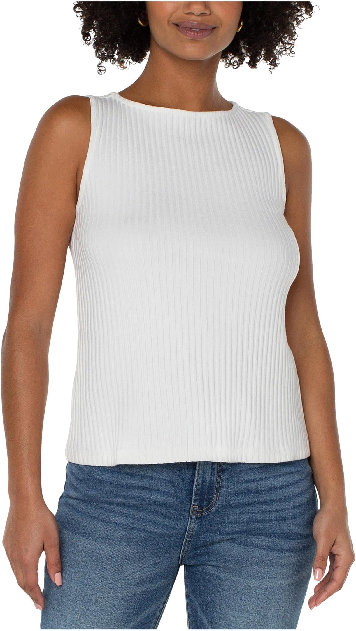 

Топ Liverpool Los Angeles Sleeveless Boat Neck Rib Knit Top, Snow