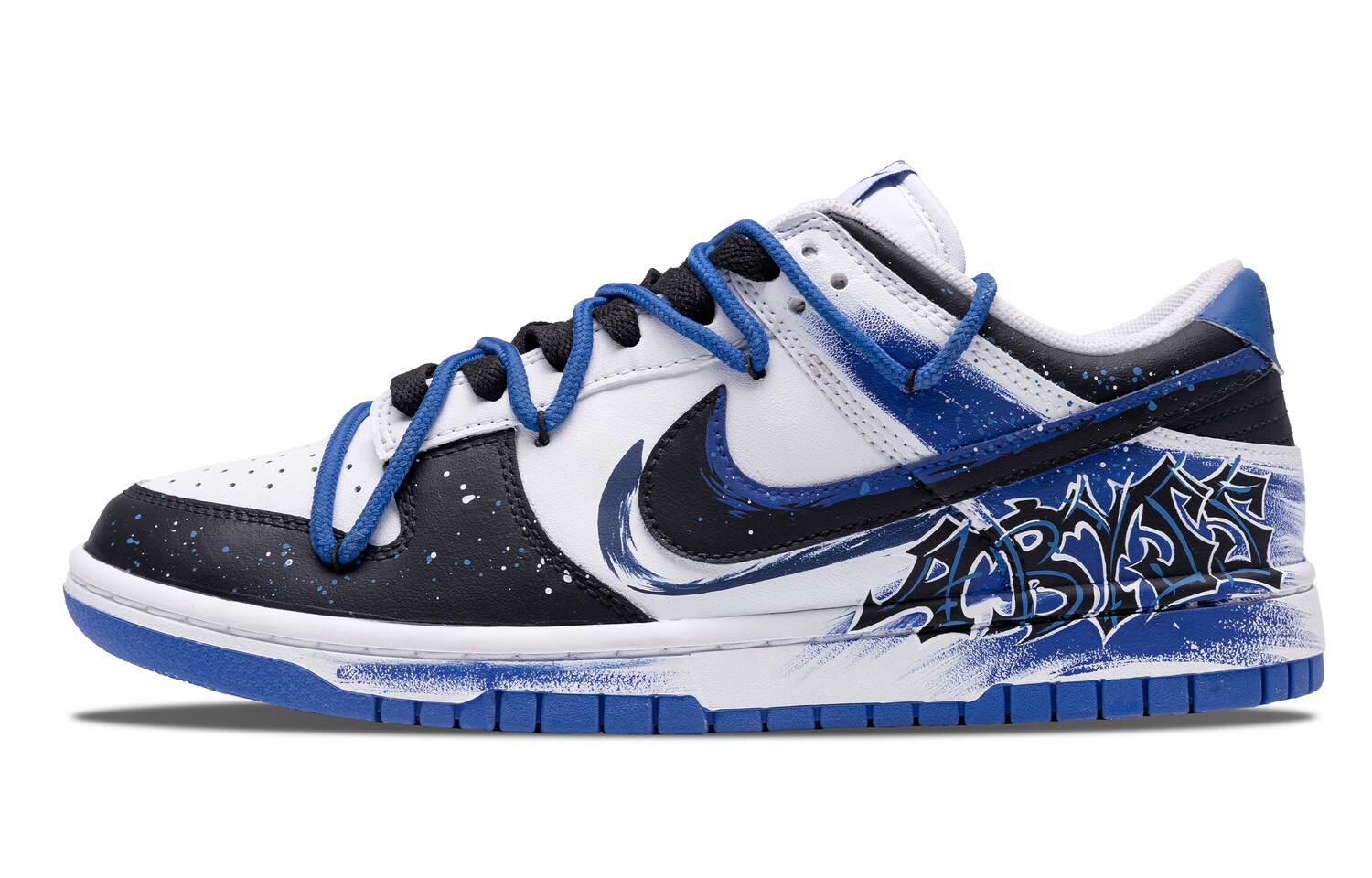 

Кроссовки Nike Dunk Skateboarding Shoes Men Low-top Black/blue/white, черный/синий