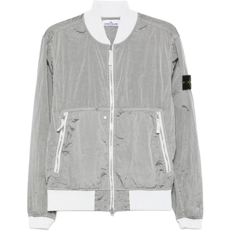 

STONE ISLAND Куртка с логотипом на молнии, Gray