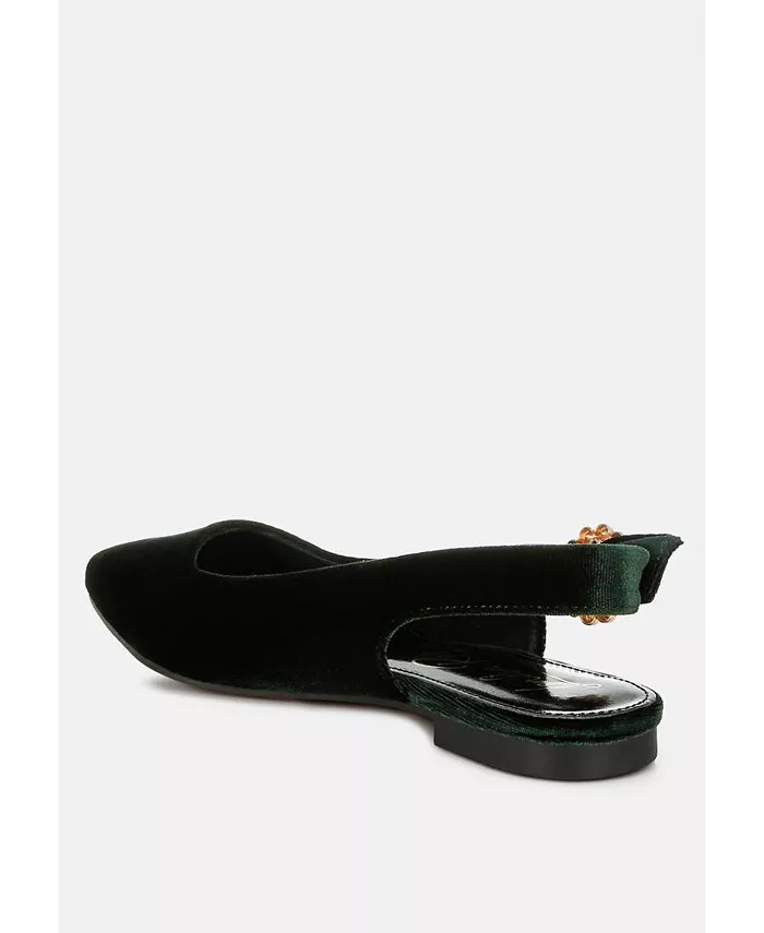 Dolan Velvet Slingback Туфли на плоской подошве женские сандалии London Rag, зеленый — фото 2