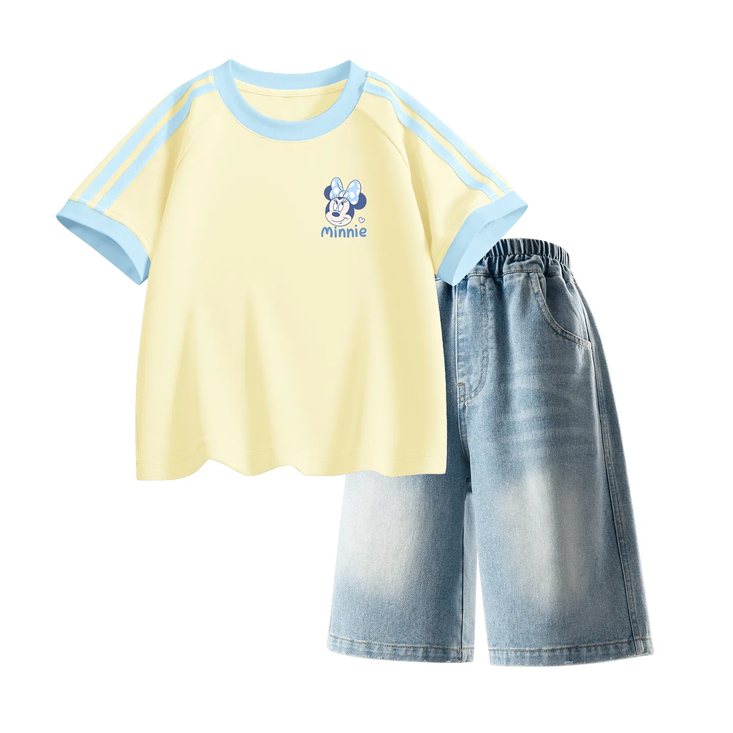 Детский спортивный костюм Casual Sportswear 2 Piece Set Disney, Di B Letter Smile K Milk Green+Solid Color Denim Blue — фото 4