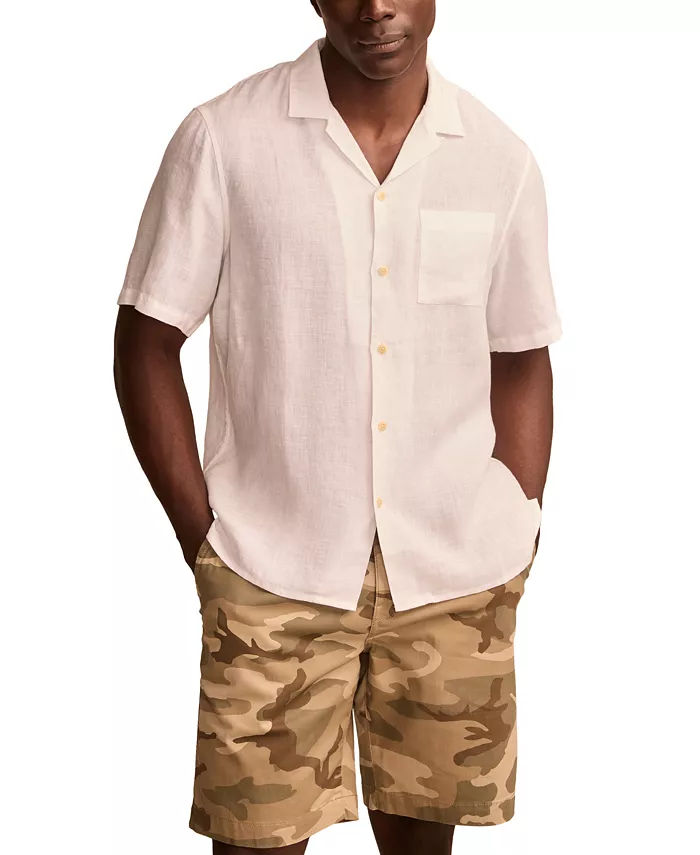 

Мужская льняная рубашка с коротким рукавом и отложным воротником Camp Collar Lucky Brand, белый