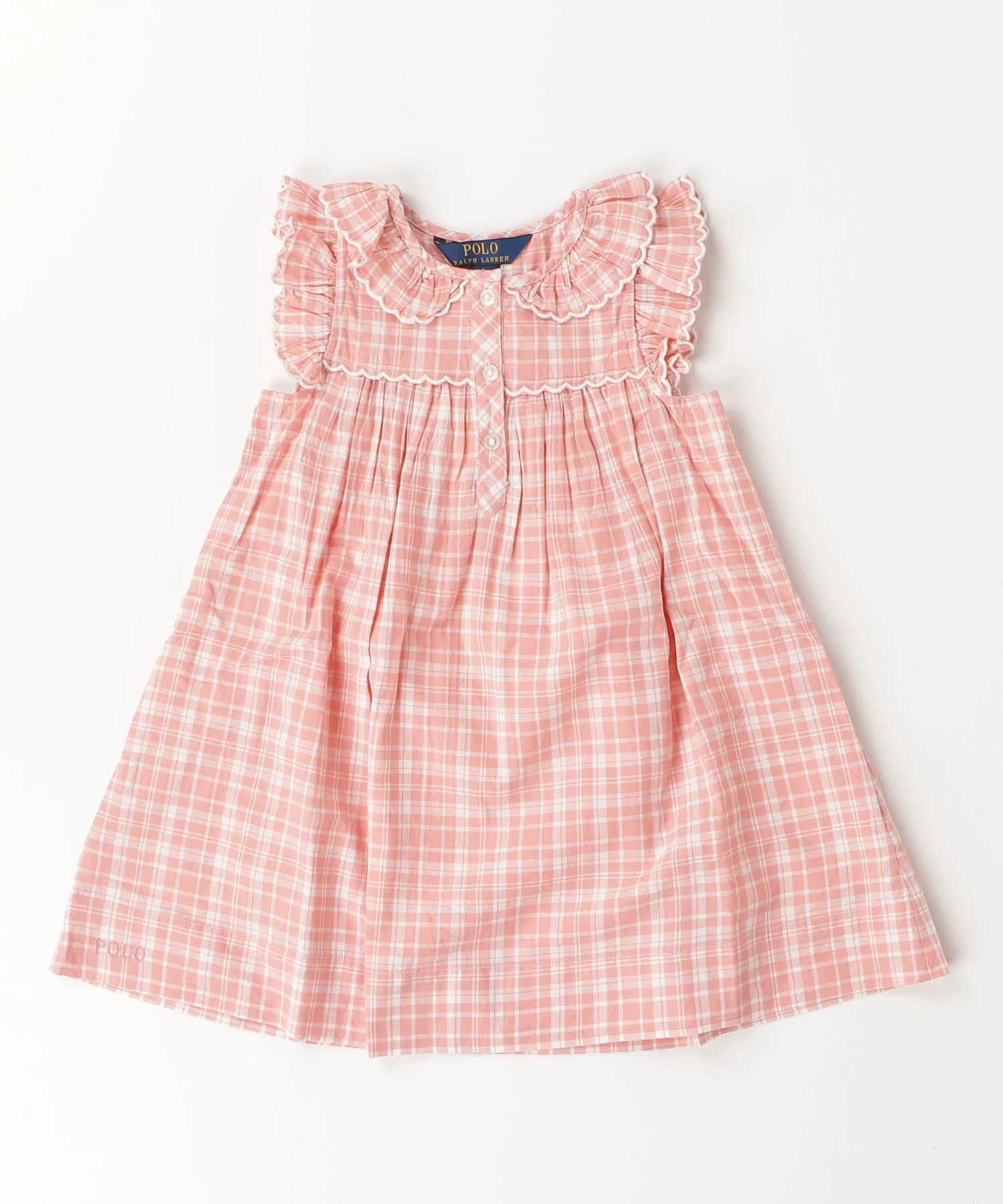 Детское платье с оборками POLO RALPH LAUREN CHILDRENSWEAR из хлопка в клетку розовое — фото 3