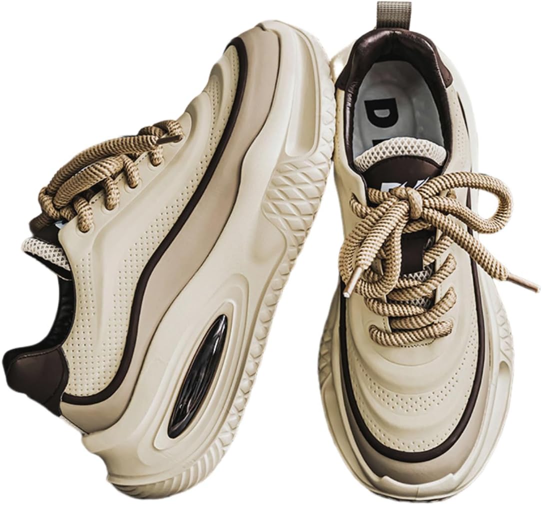 

Мужские модные кроссовки с нескользящей подошвой, легкие, с контрастной цветовой вставкой, толстой подошвой, для спорта, прогулок и бега Lexamen, бежевый