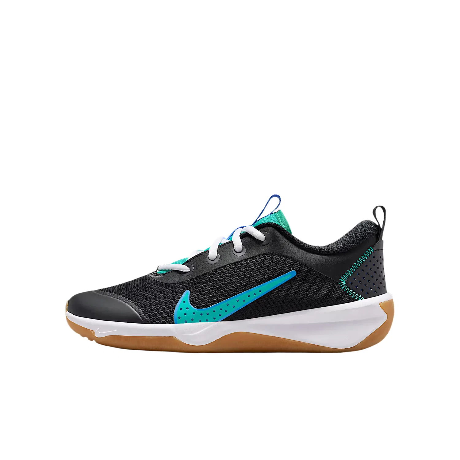 Детские кроссовки OMNI MULTICOURT Mesh Breathable Low top Casual Shoes Nike, Black/Crystal Blue/Dutch Orange/Clear Emerald Green