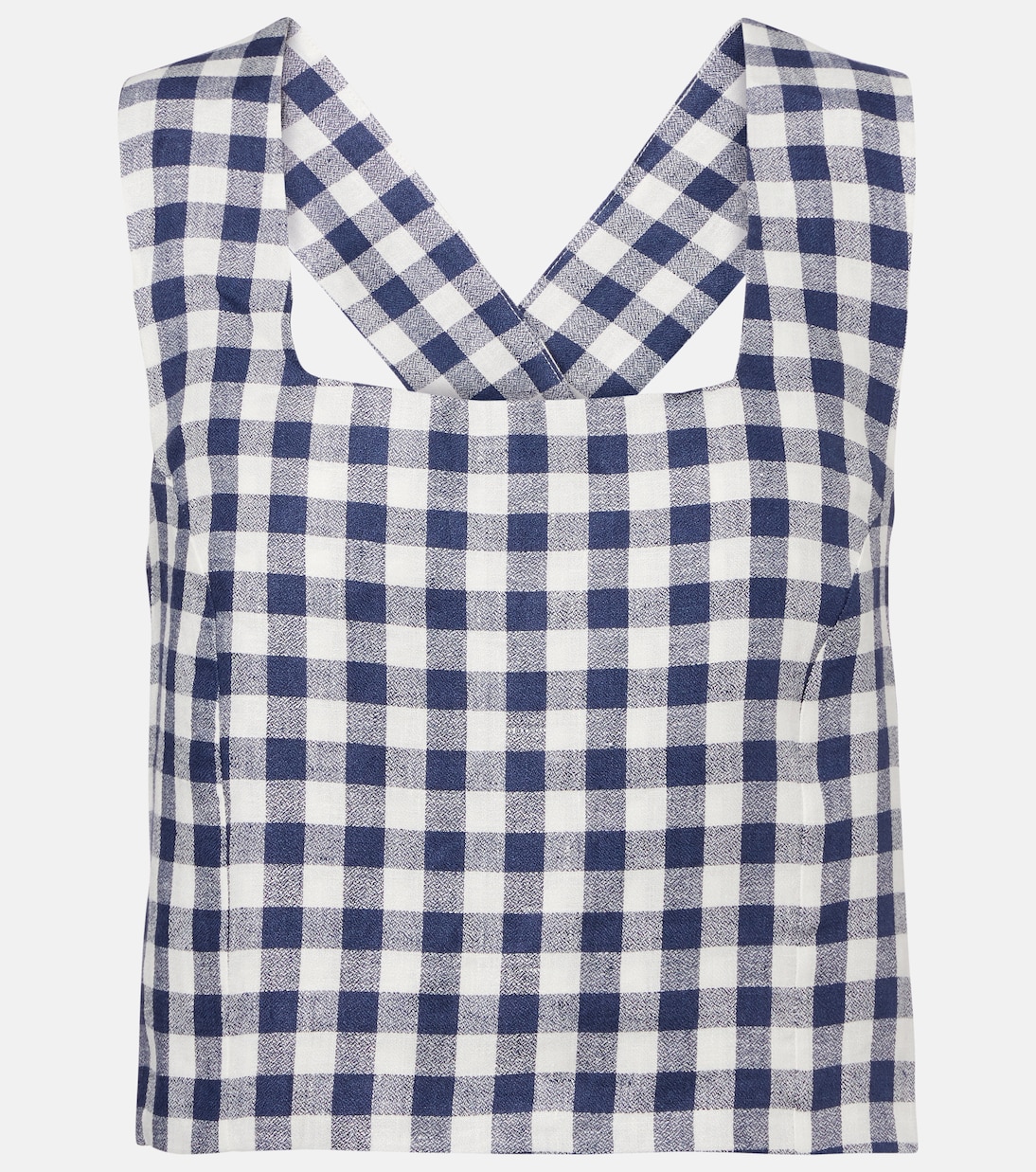 

Короткий топ из льна в клетку Cozumel Asceno, Navy Ecru Check