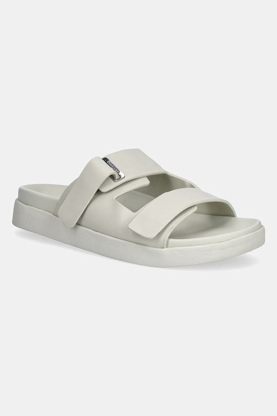 Кожаные шлепанцы FLAT ADJ SLIDE EYELET Calvin Klein, бежевый