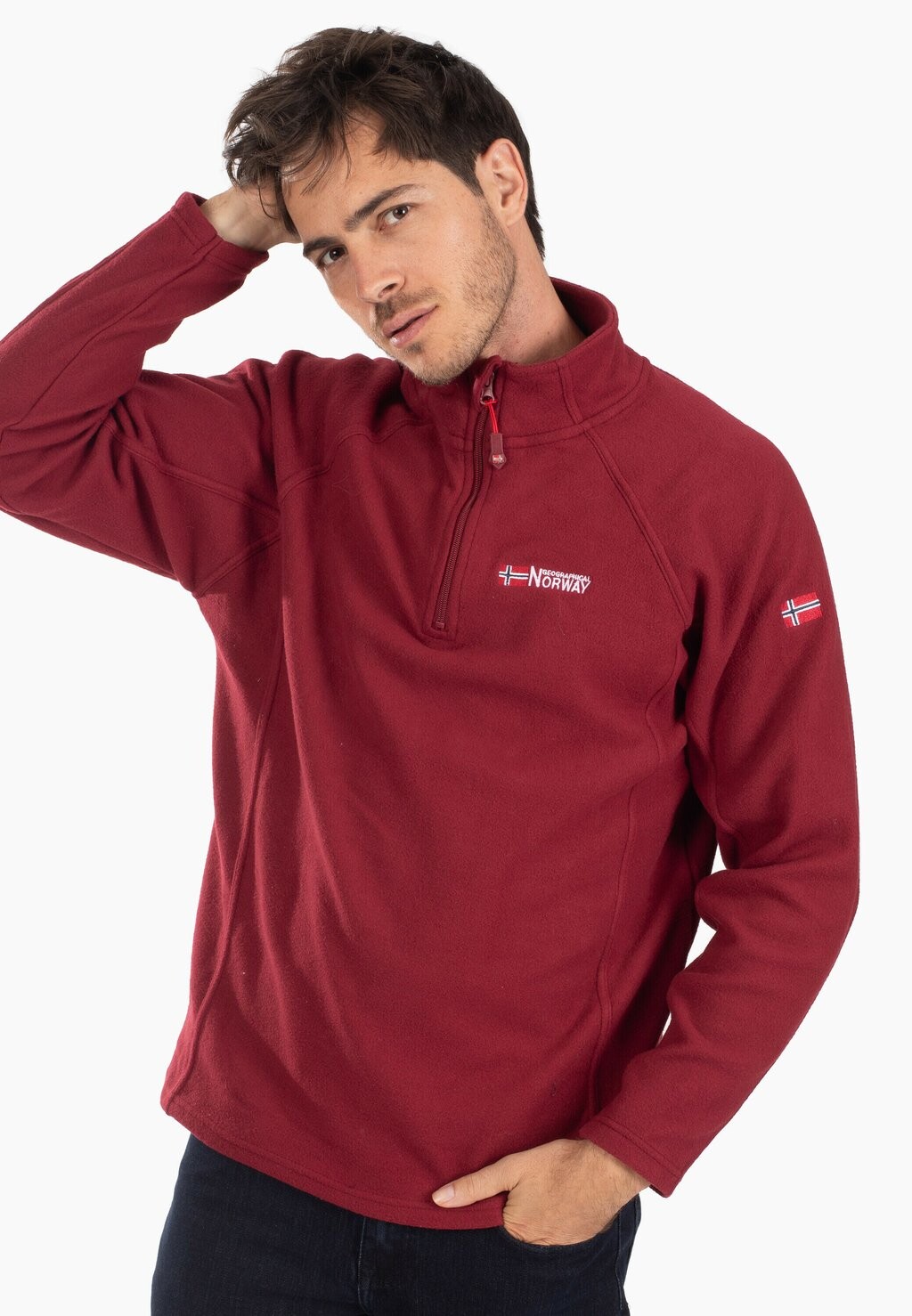 

Флисовая толстовка Tortion Halfzip Geo Norway, цвет burgundy
