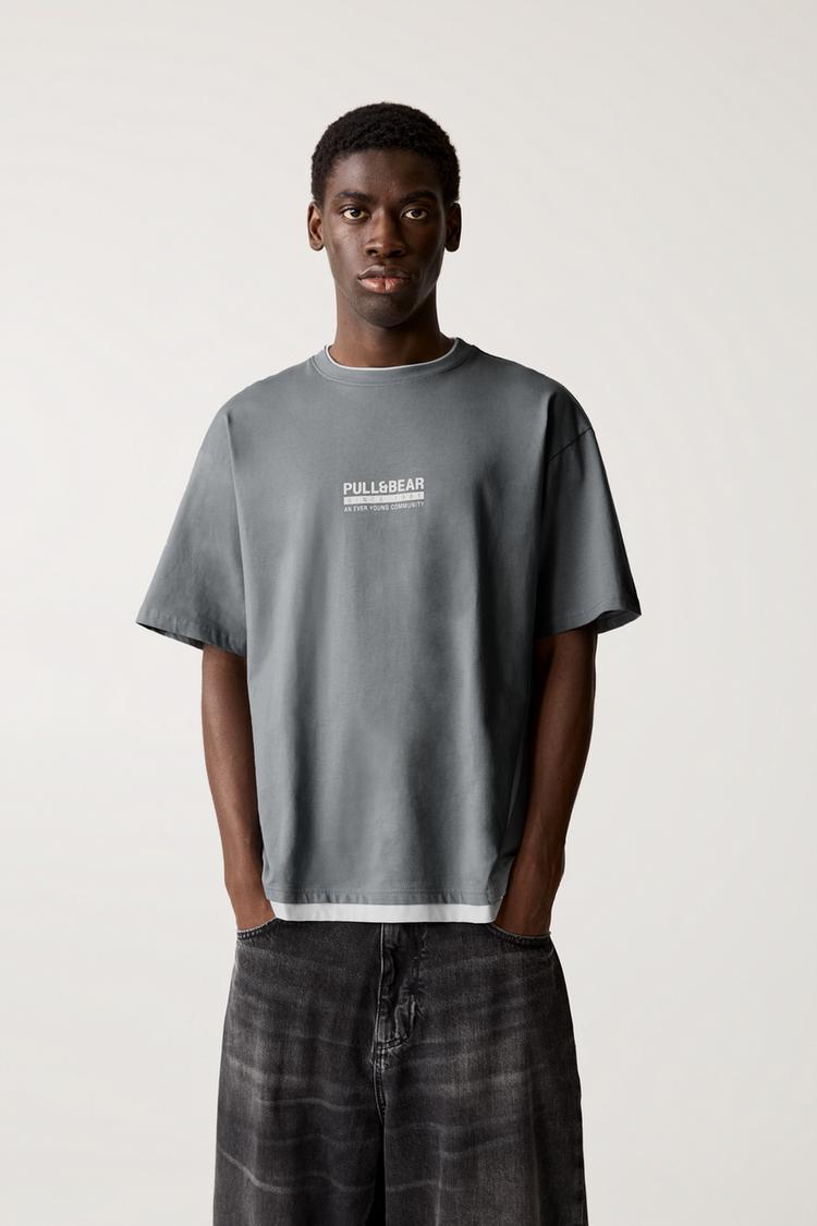 

Футболка с короткими рукавами и логотипом Pull And Bear, синий